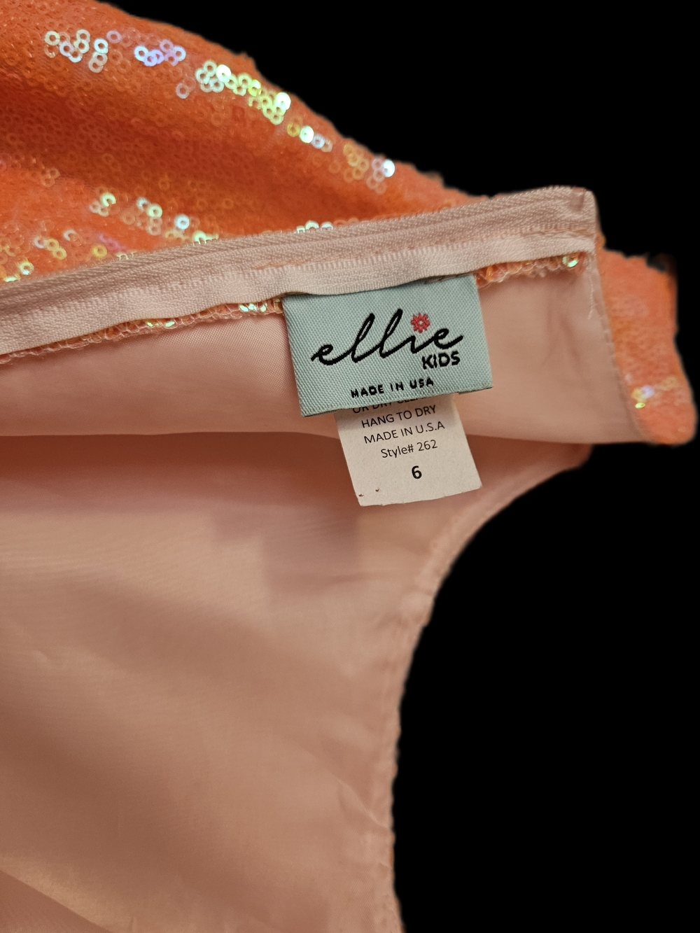 Ellie Kids Peach Sequin Party Dress - Picture 6 of 15